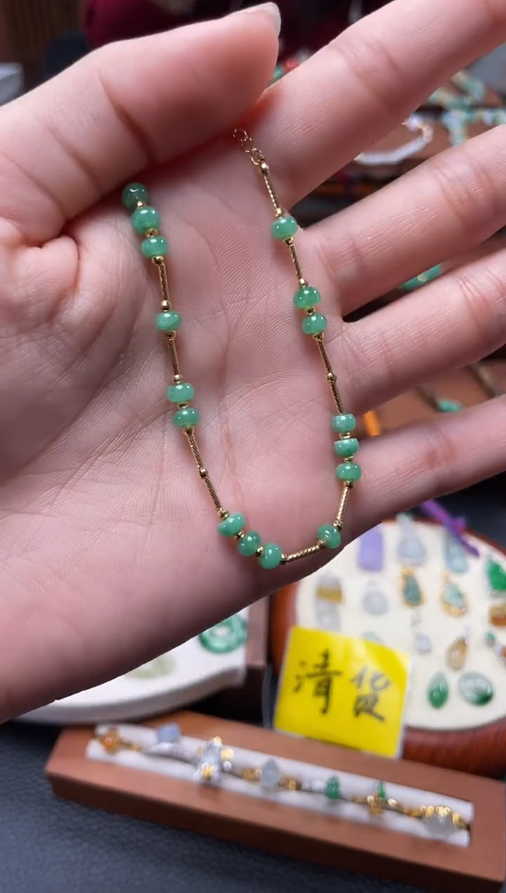 【闪购商品】翡翠套链18K金镶嵌一个  JK223