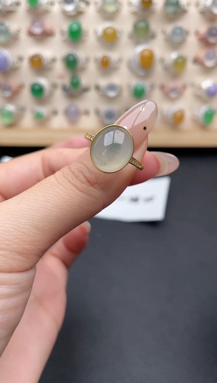 【闪购商品】翡翠戒指银S925镶嵌一物一证一礼盒