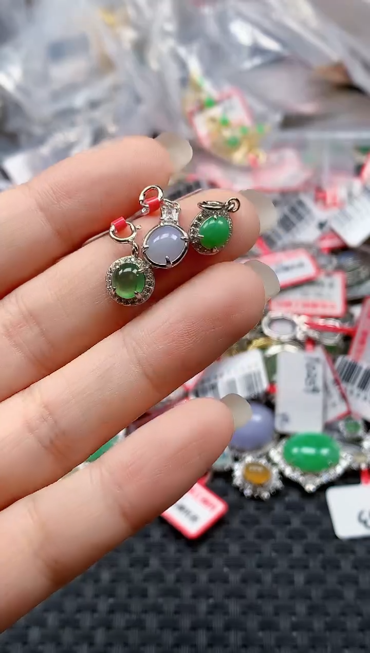 银S925镶嵌戒指翡翠天然A货缅甸翡翠