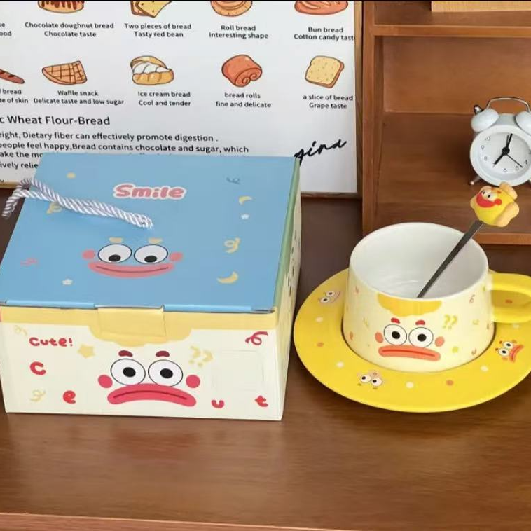 叠叠可爱风卡通元素可爱马克杯礼盒牛奶杯家用少女心