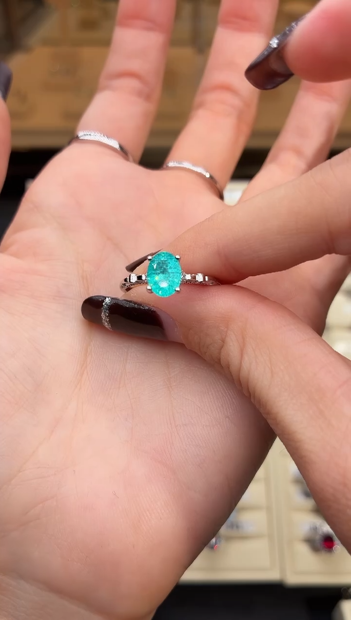 银S925镶嵌戒指碧玺0000