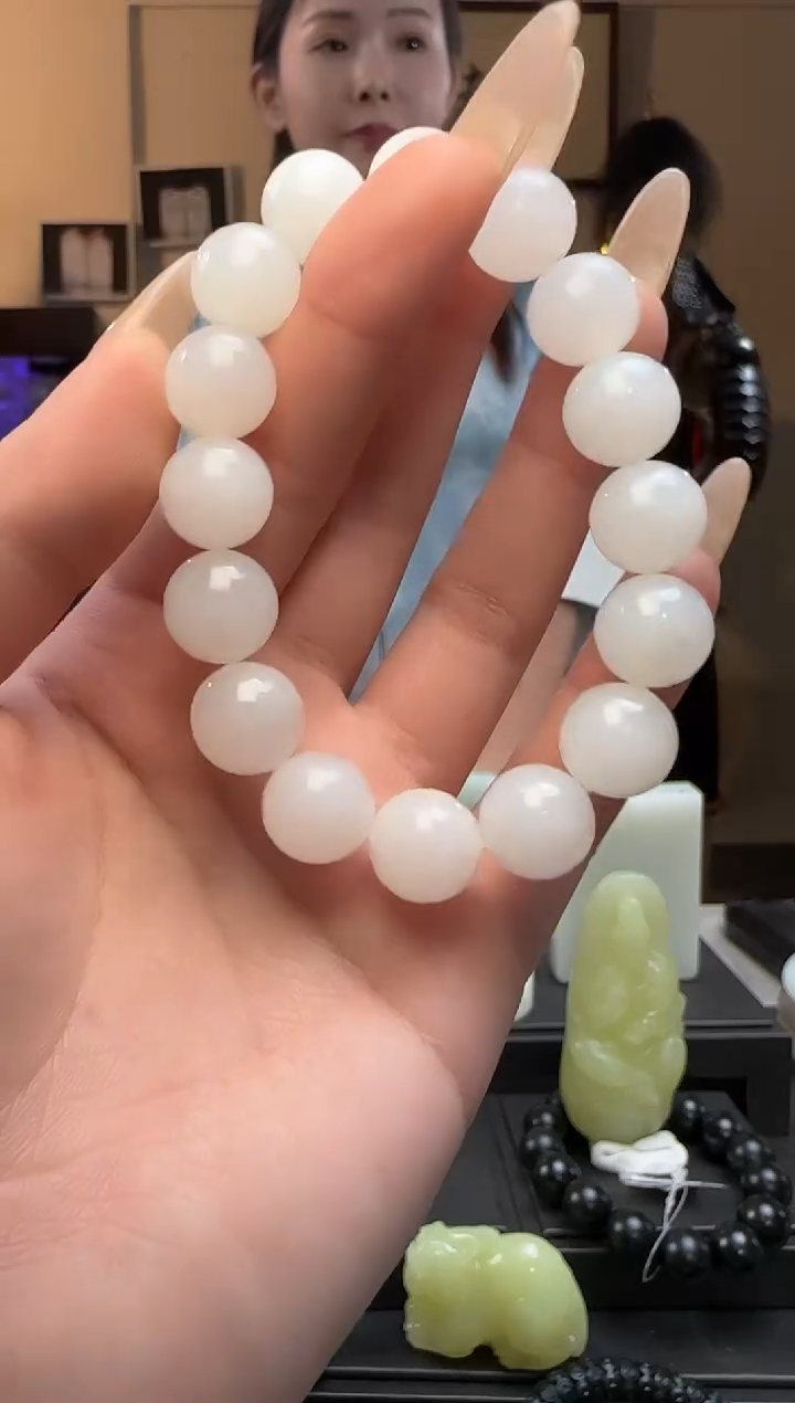 【闪购商品】和田玉白玉圆珠未镶嵌手串