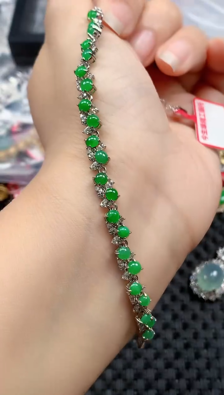 银S925镶嵌戒指翡翠天然A货缅甸翡翠