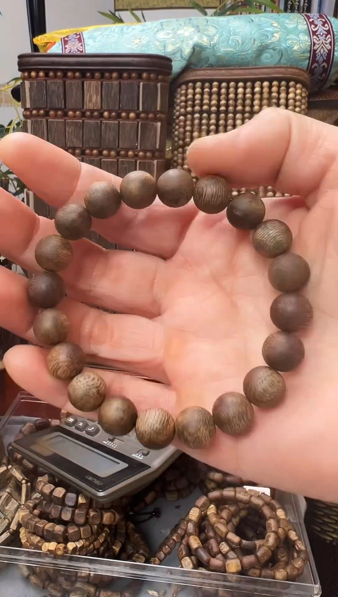 沉香手串棋楠张勺子圆珠单圈