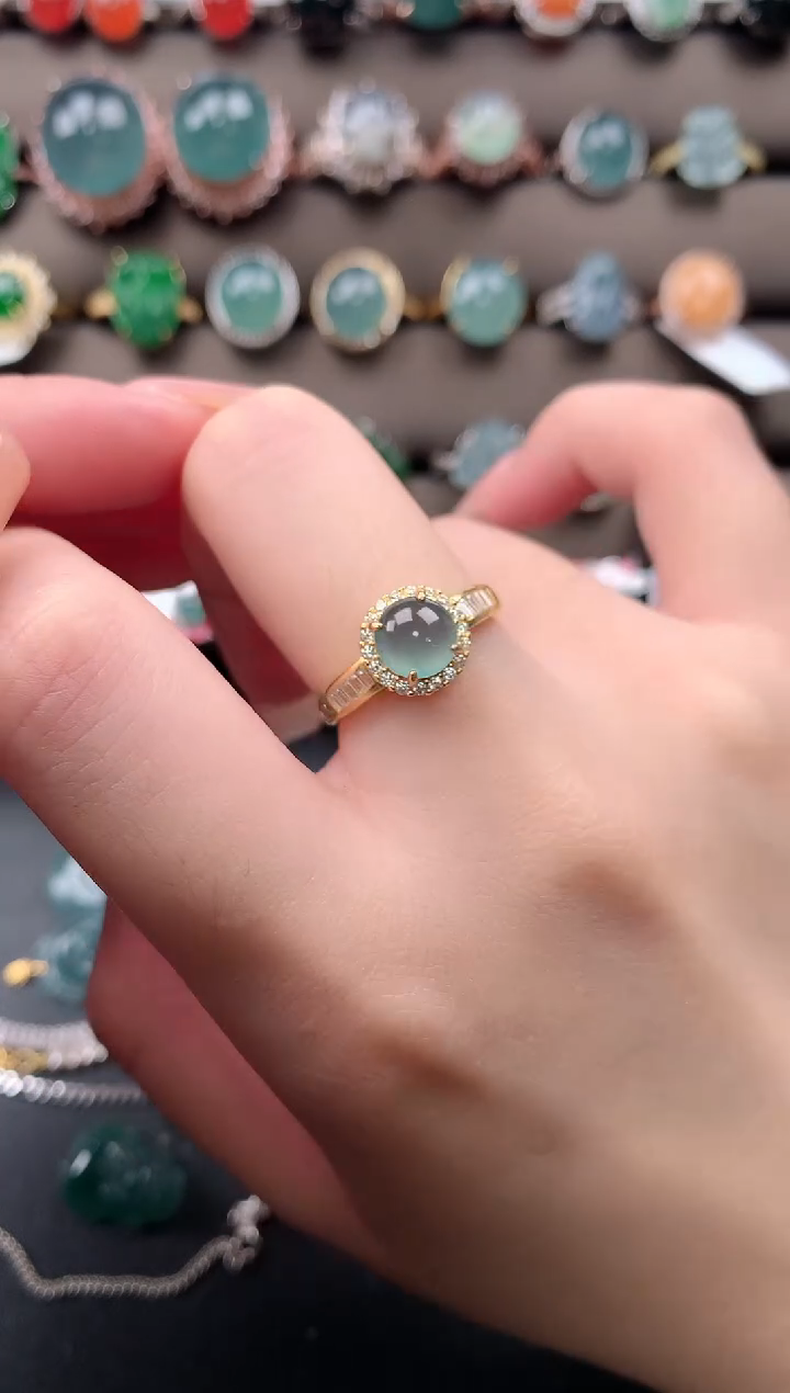 【闪购商品】翡翠戒指银S925镶嵌52141