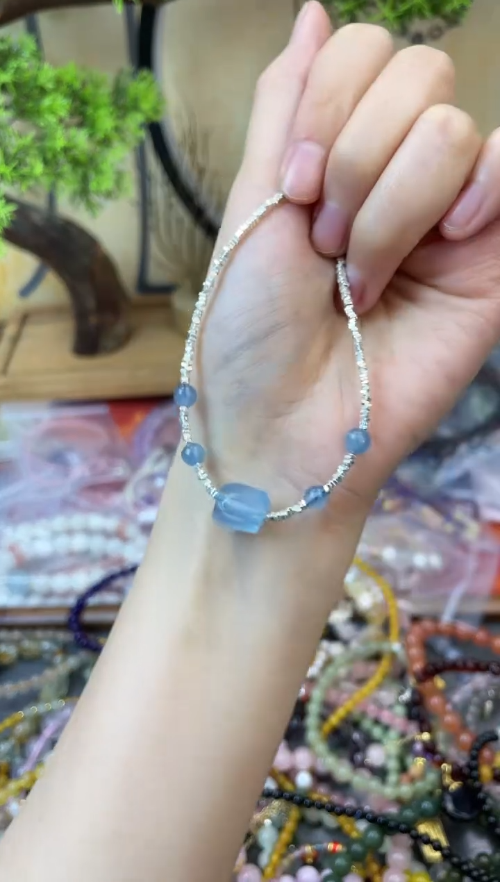 【闪购商品】海蓝宝石手链银S925镶嵌297