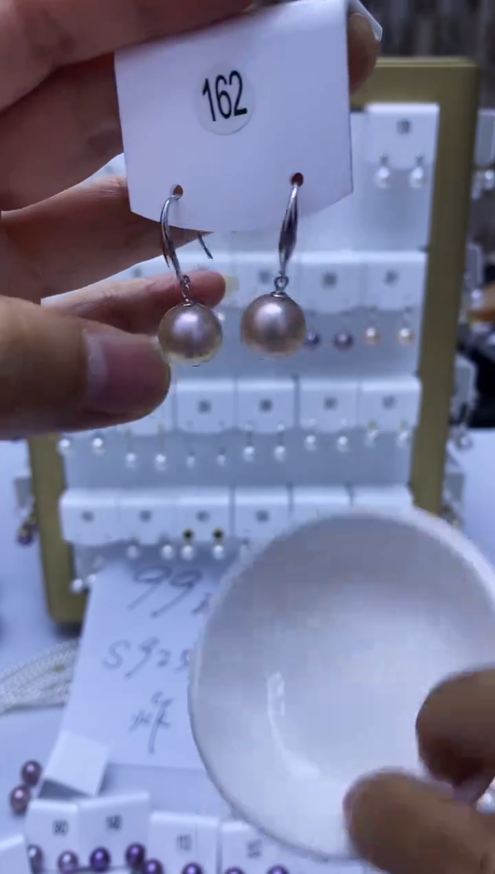 银S925镶嵌耳饰淡水珍珠162