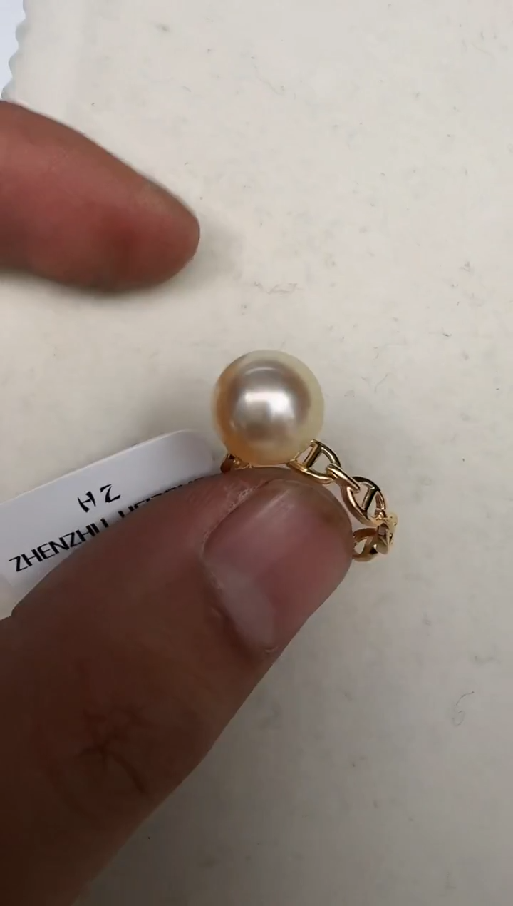 银S925镶嵌戒指海水珍珠戒指