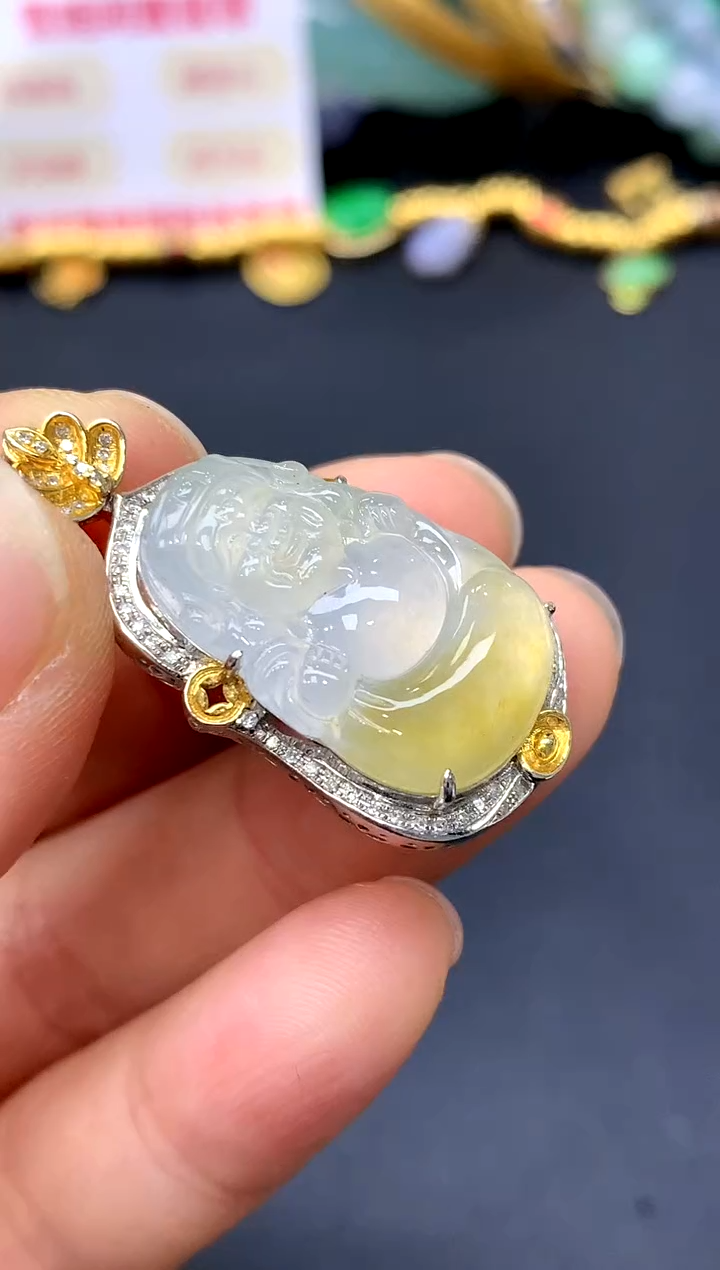 颈饰18K金镶嵌翡翠231-中国好珍宝