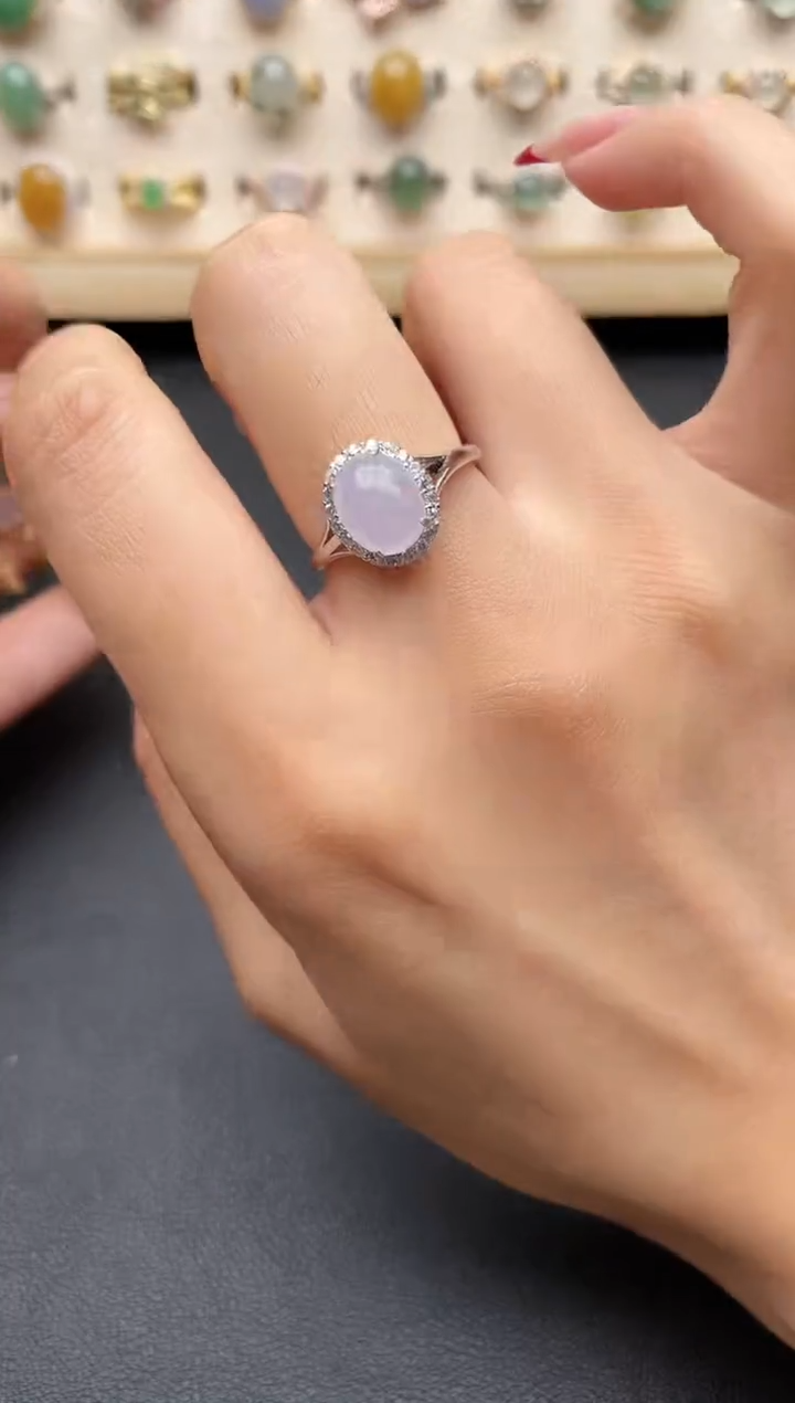 【闪购商品】翡翠戒指银S925镶嵌一物一证一礼盒