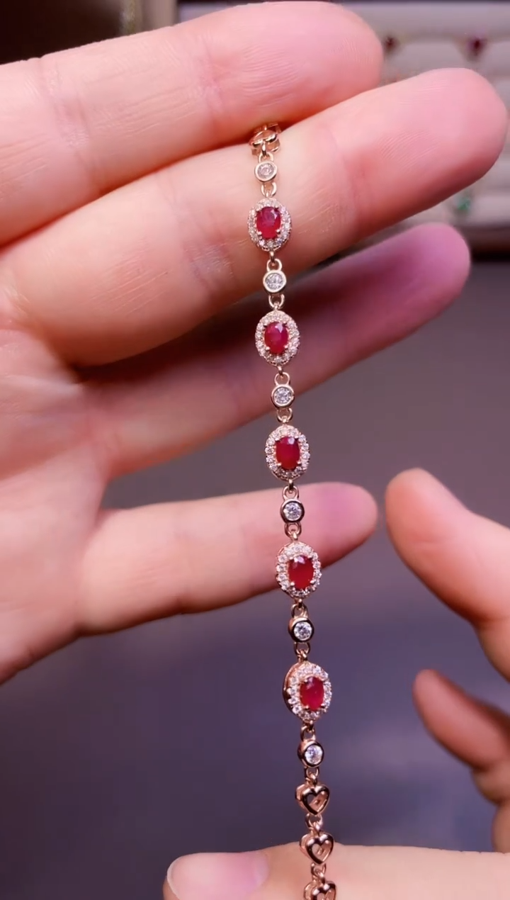 【闪购商品】红宝石手链银S925镶嵌一条