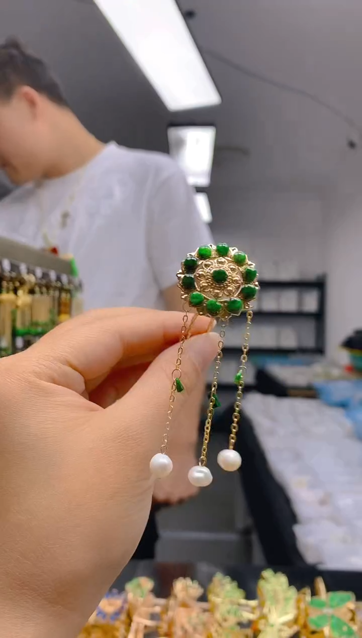 【闪购商品】翡翠耳饰合金0226翡翠发簪