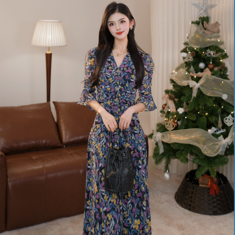 AMASS/阿玛施新款设计师款长裙优雅气质法式茶歇裙550040