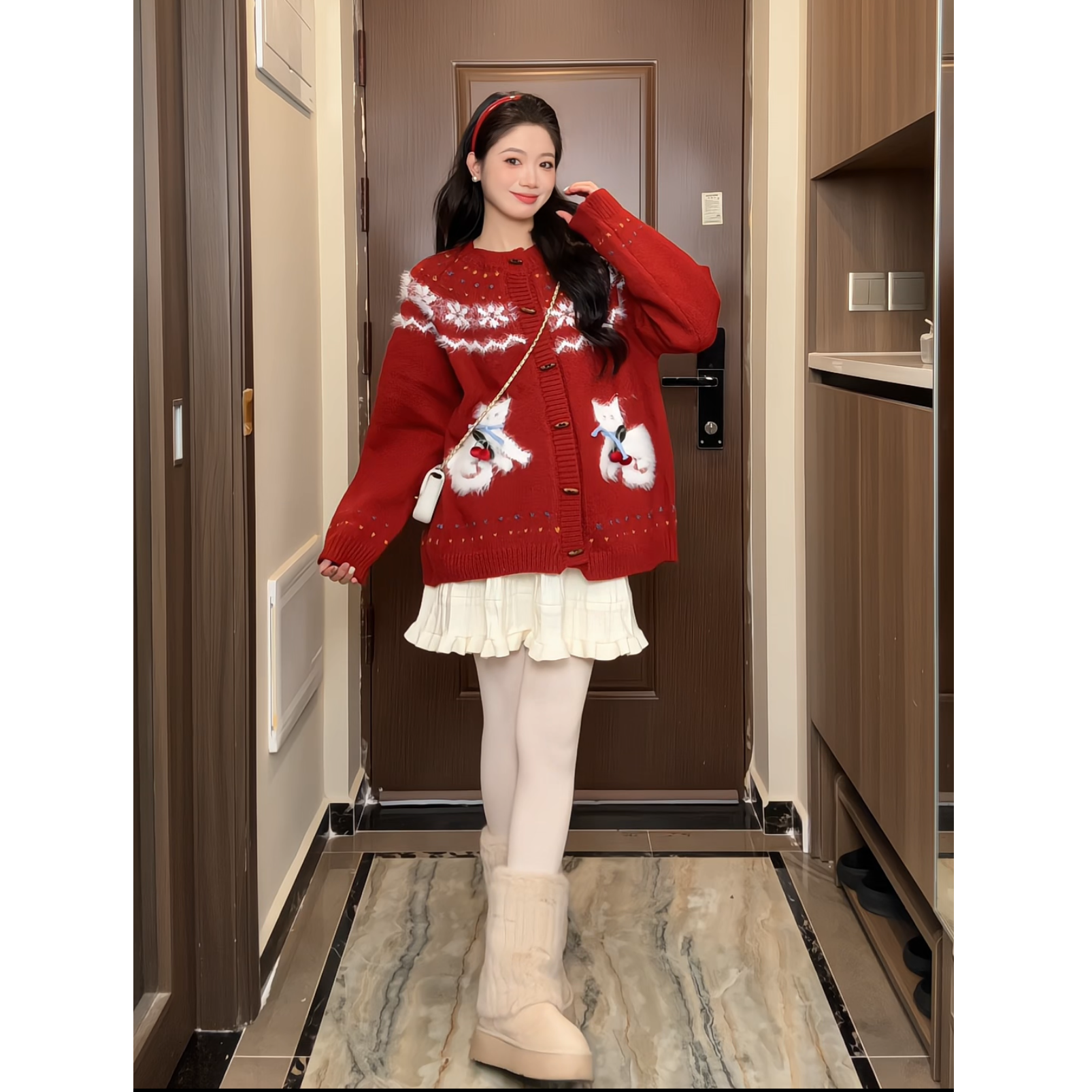 孕妇装毛衣外套冬季加厚保暖节日氛围圣诞雪花减龄打底衫潮妈