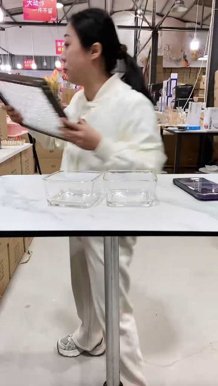玻璃金边零食盒两个
