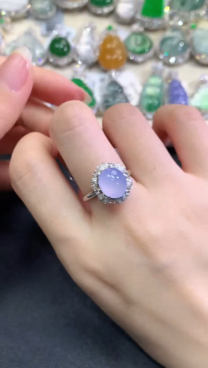 【闪购商品】翡翠戒指18K金镶嵌C48  紫货有色差