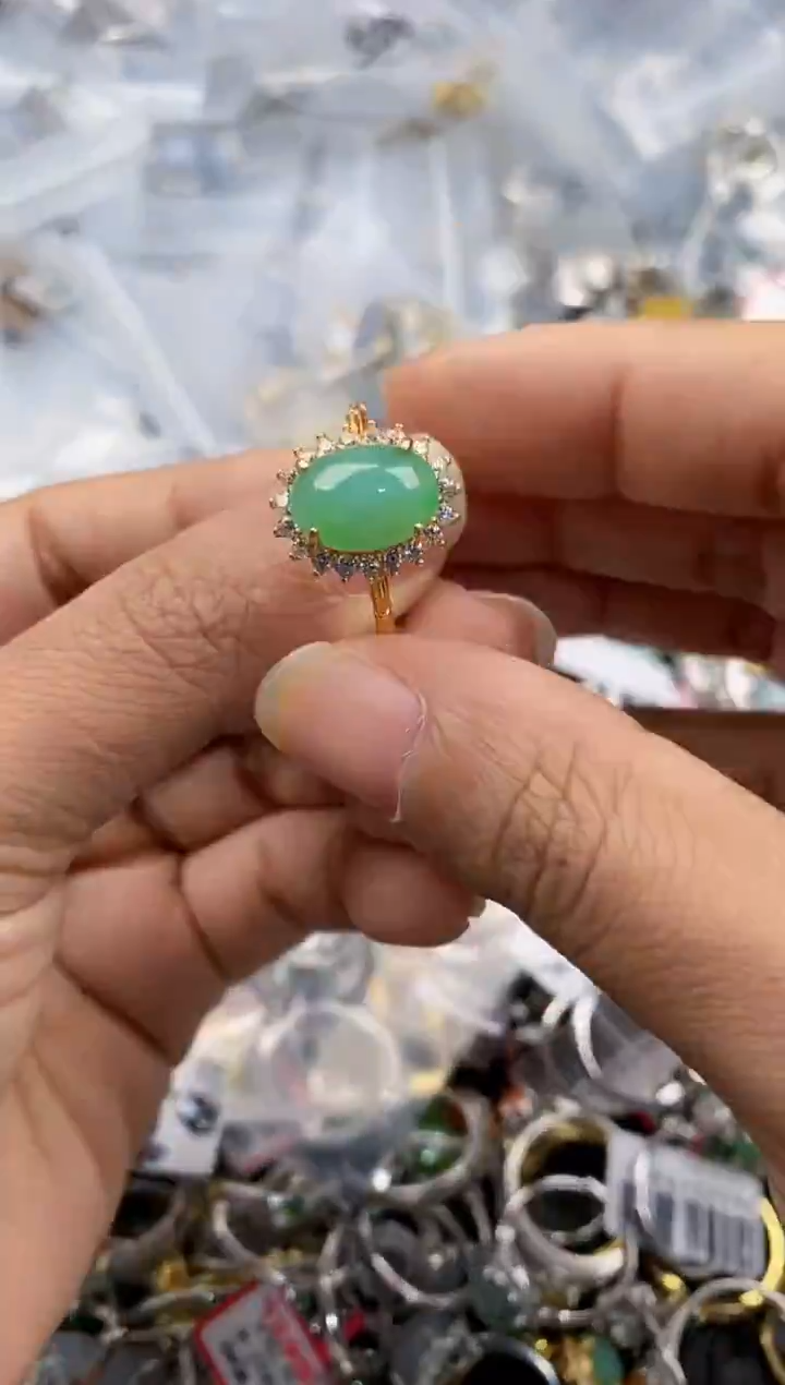银S925镶嵌戒指翡翠555--2