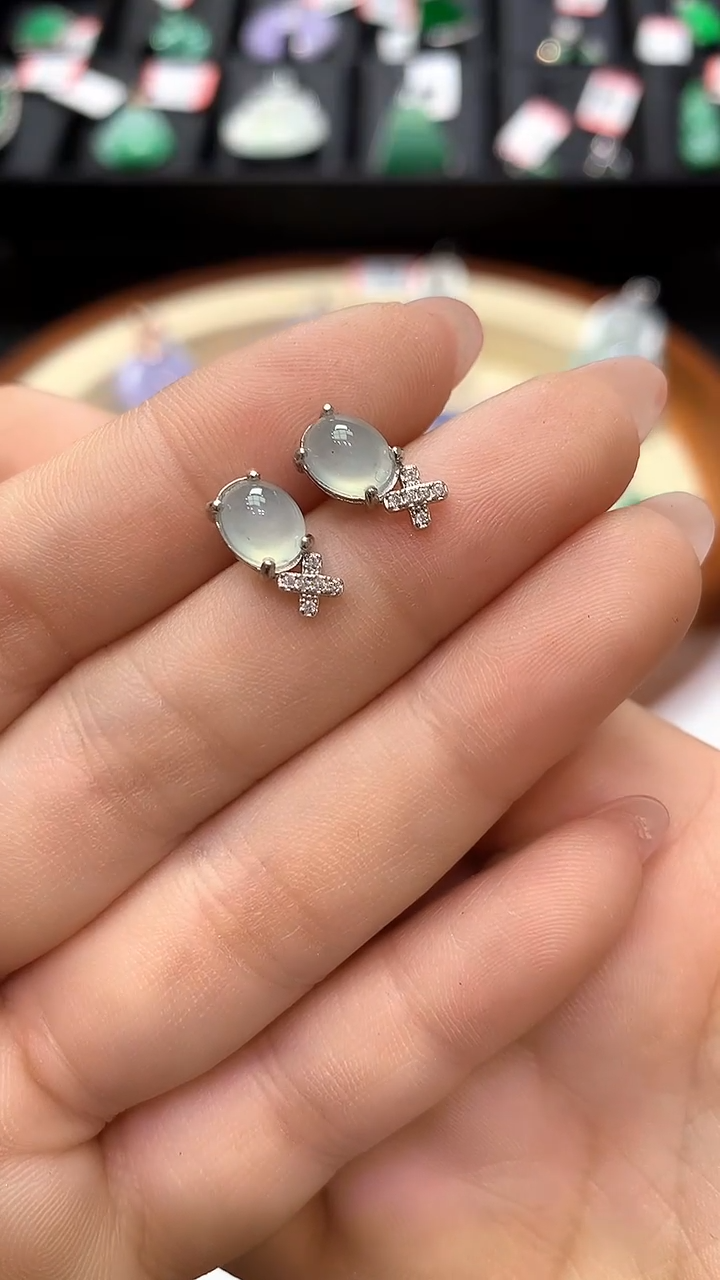 【闪购商品】翡翠耳钉未镶嵌天然A货翡翠