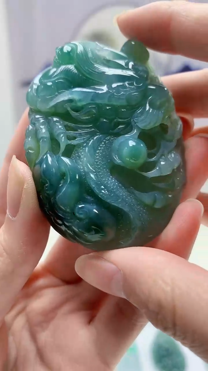 【闪购商品】定制翡翠未镶嵌5028zm-毛货挂件龙牌229