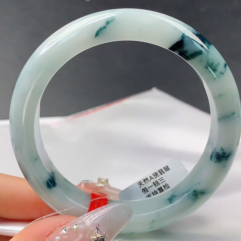 【欢乐翡翠精选】抖音基地发货 缅甸天然A货翡翠正圈飘蓝花