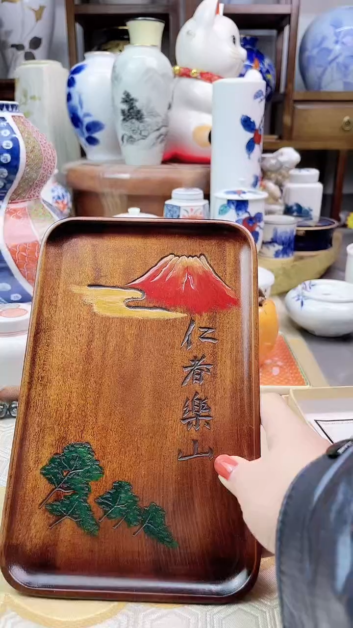 【闪购商品】盘乌城雕实木壶承