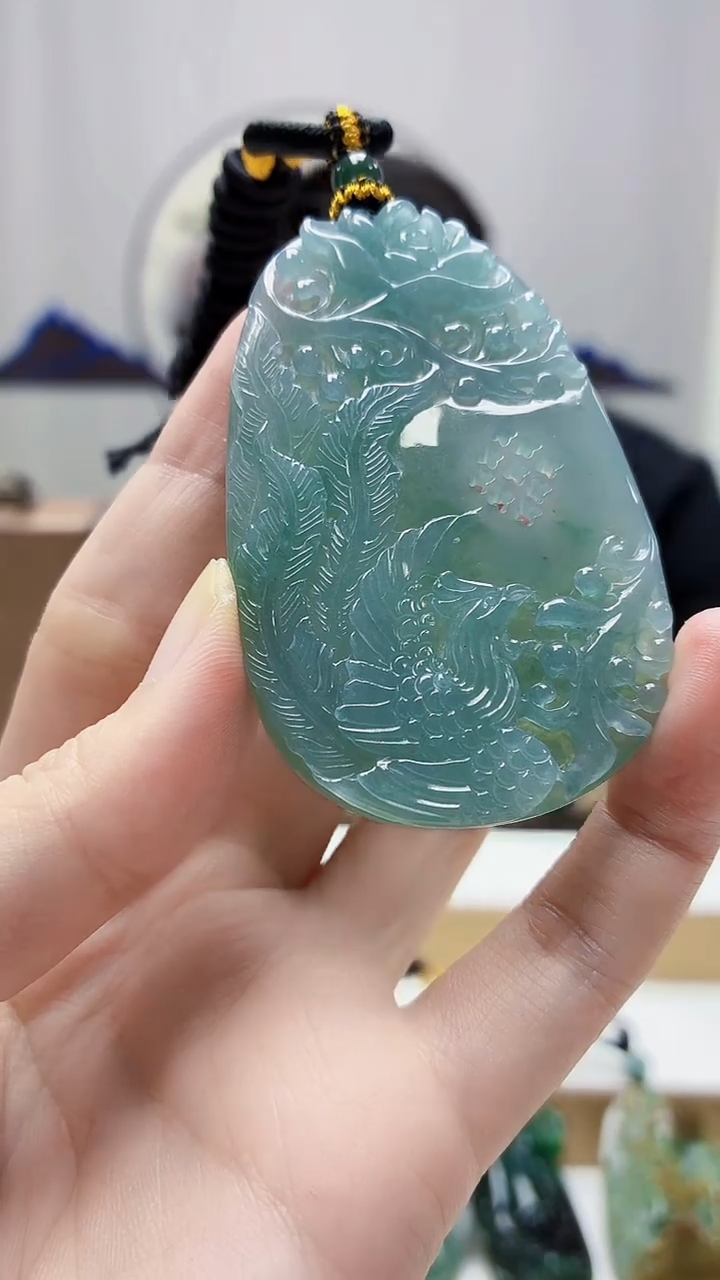 未镶嵌定制翡翠5060zm-毛货挂件39凤凰
