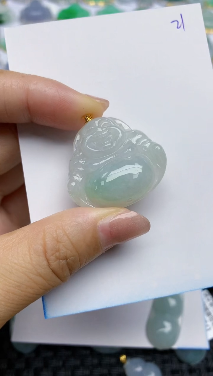 【闪购商品】翡翠颈饰18K金镶嵌天然A货翡翠 21