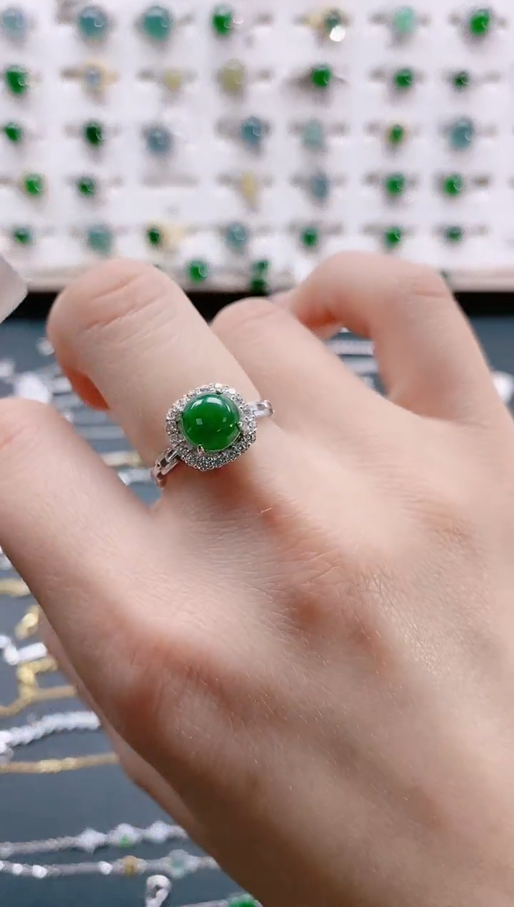 【闪购商品】翡翠戒指银S925镶嵌天然翡翠