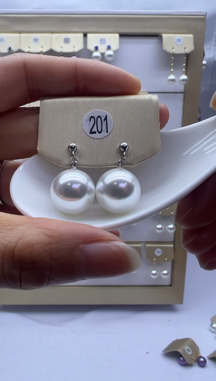 银S925镶嵌耳饰淡水珍珠201