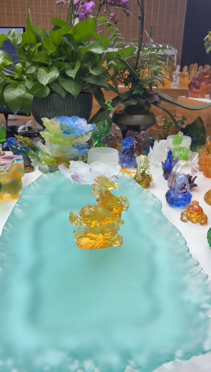 手工艺品琉璃马到功成茶宠小摆件
