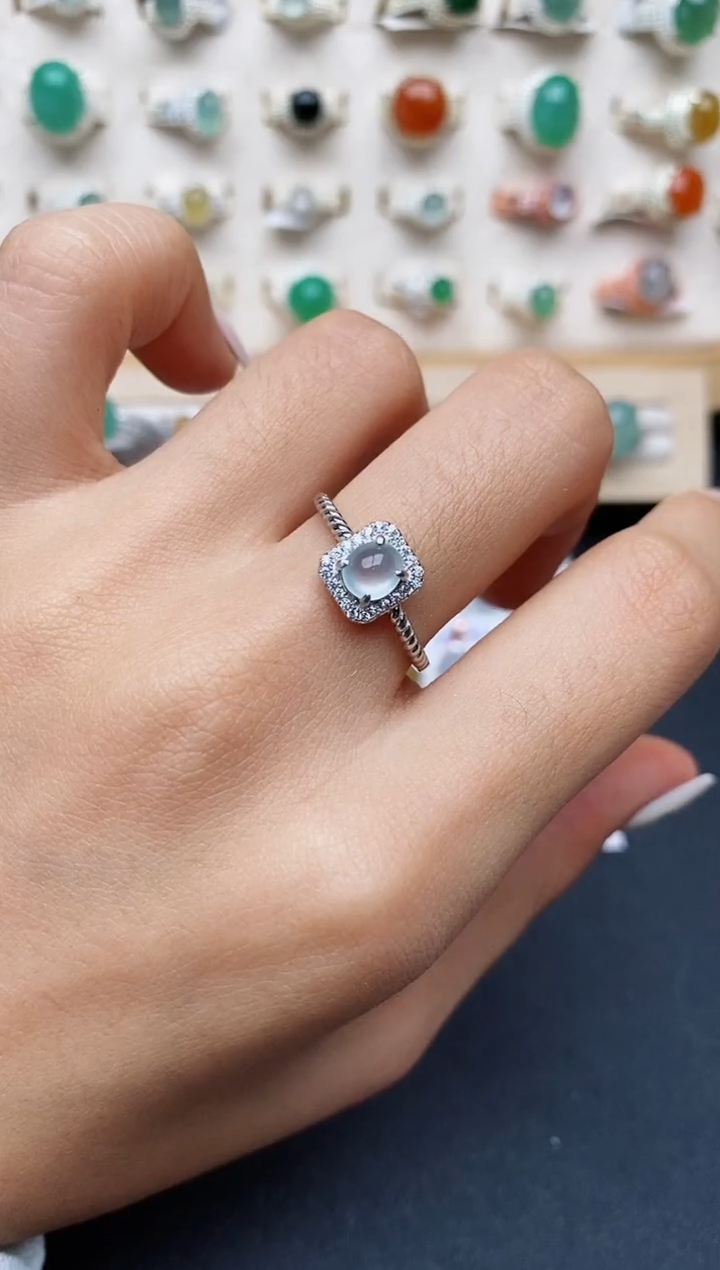 【闪购商品】翡翠戒指银S925镶嵌缅甸翡翠