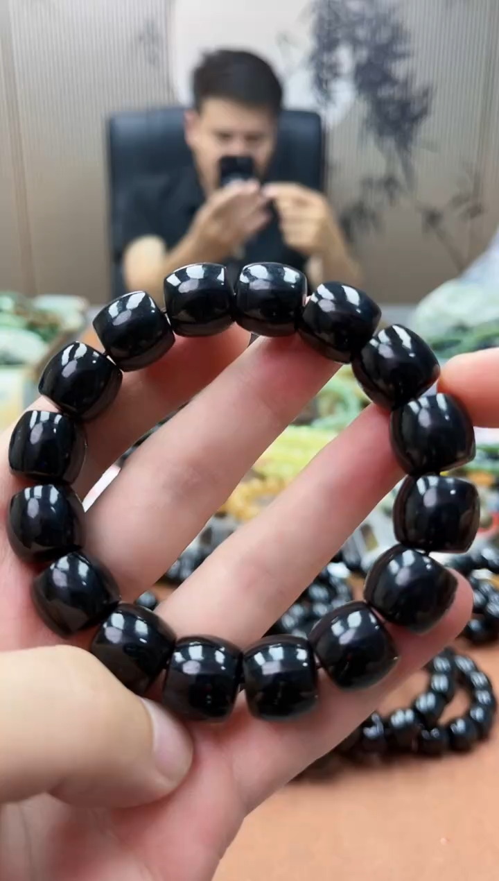 手串未镶嵌和田玉纯天然新疆塔青黑青14