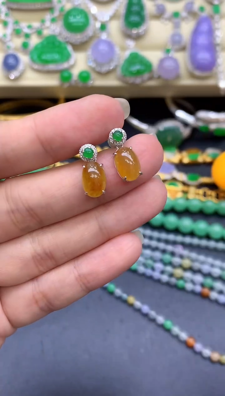 18K金镶嵌翡翠耳饰368-中国好珍宝