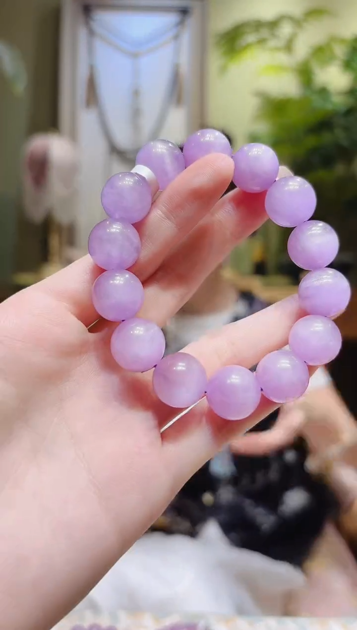 【闪购商品】锂辉石手串未镶嵌A11紫锂辉手串14-15