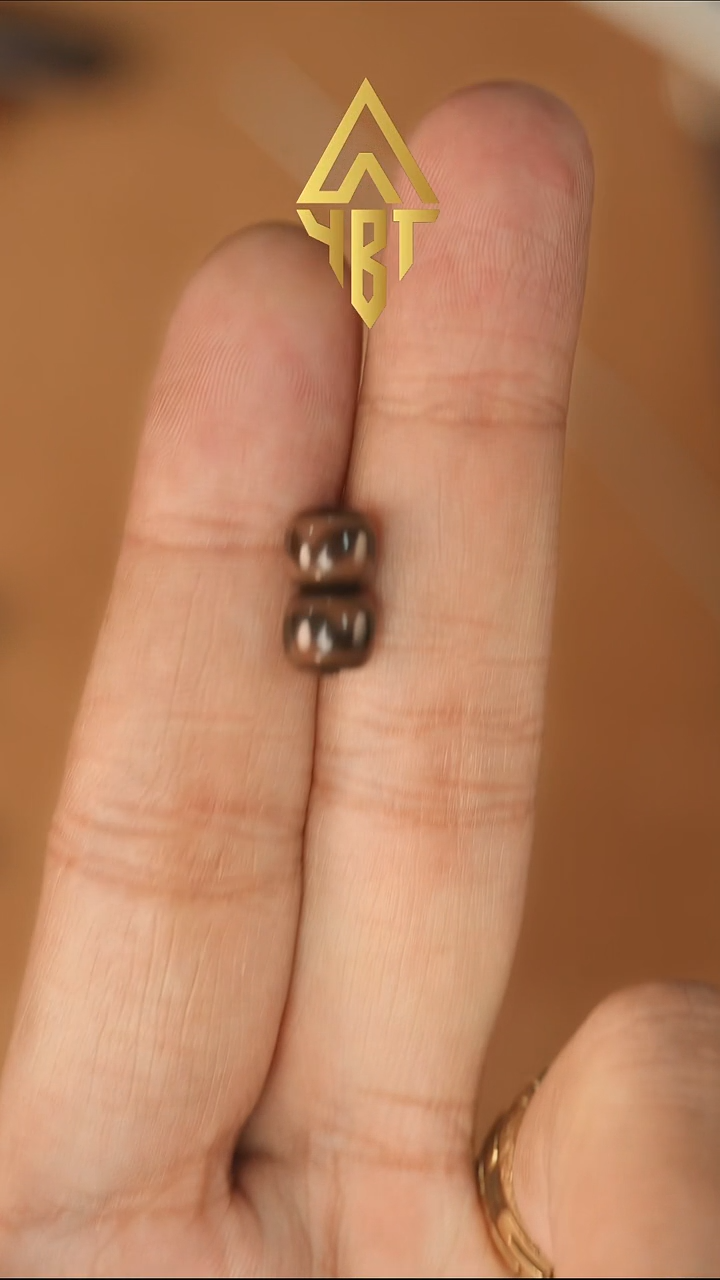 未镶嵌配饰玛瑙/玉髓北*糖化虎牙对珠-直径7.5左右