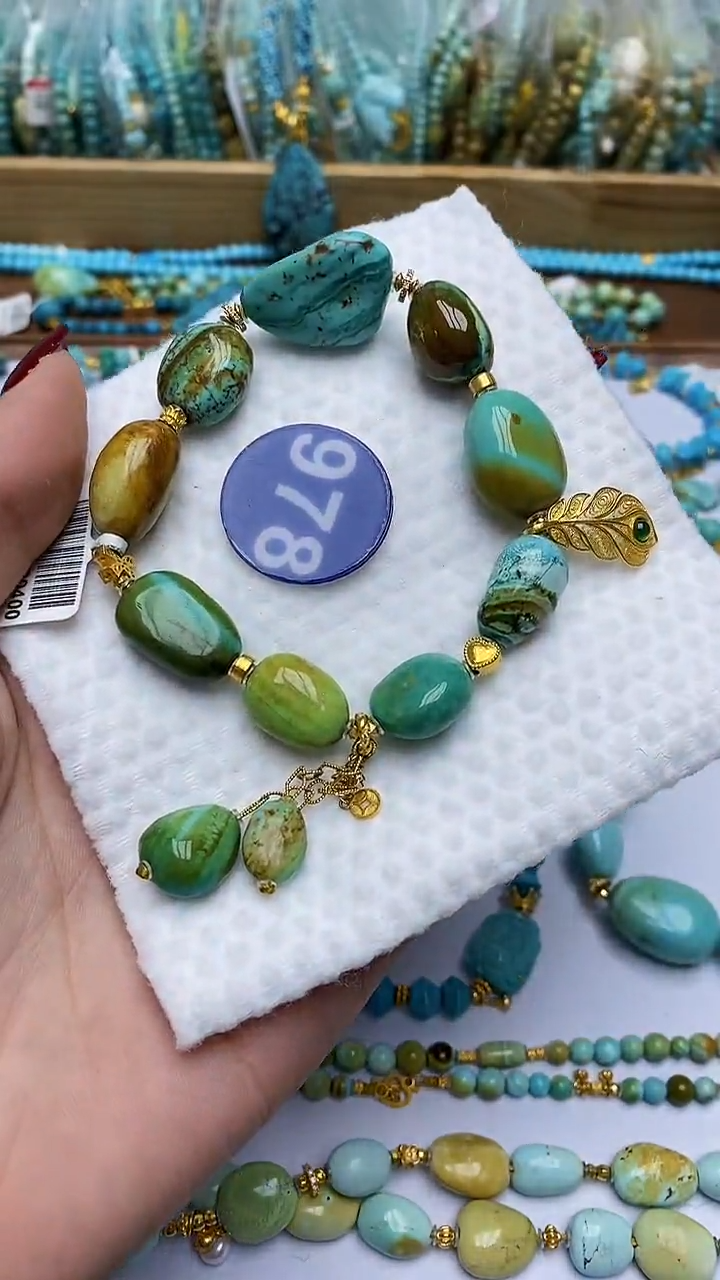 【闪购商品】绿松石手串18K金镶嵌978
