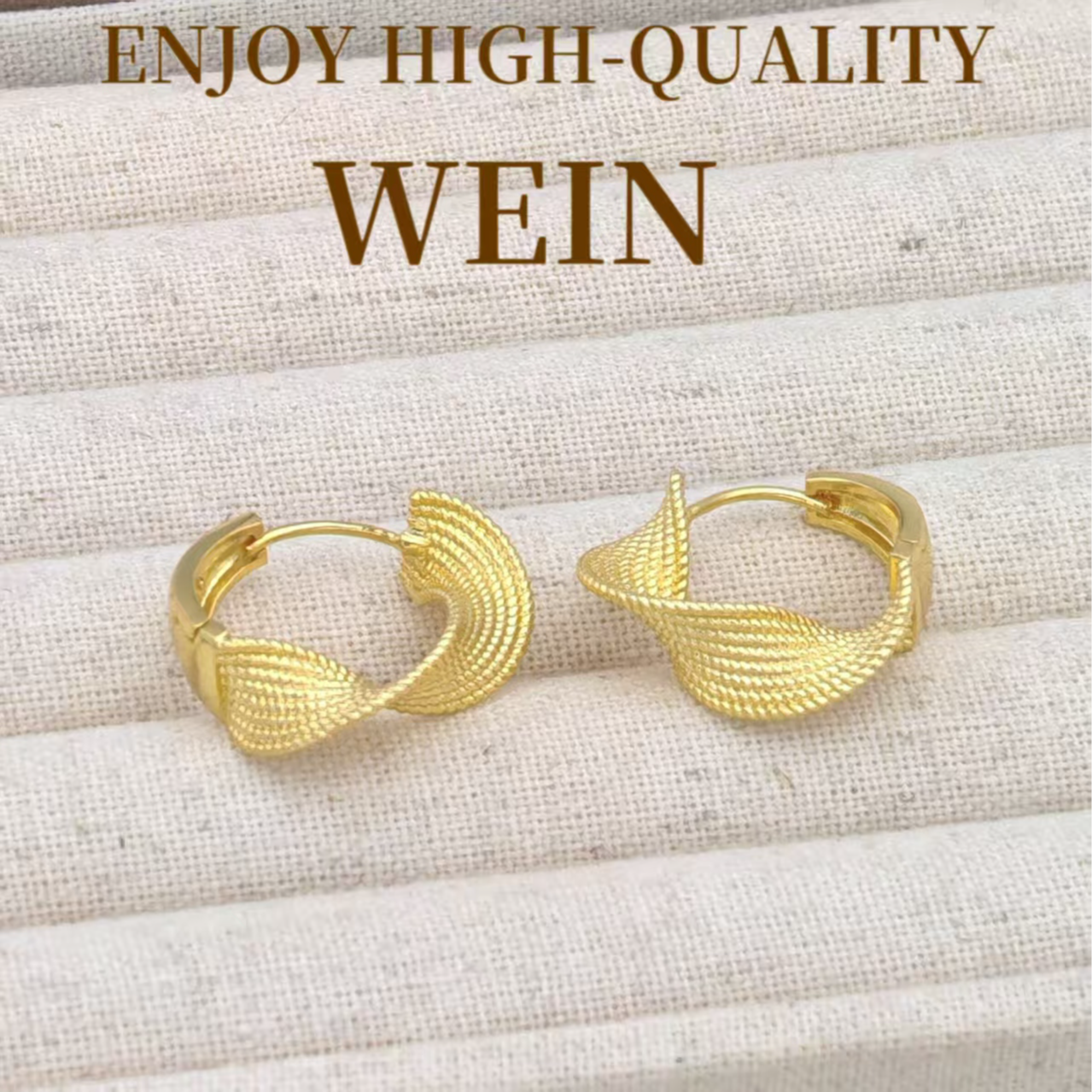 WEIN 铜合金耳饰 金色扭结纹理耳环镀K金耳扣几何时尚百搭气质女