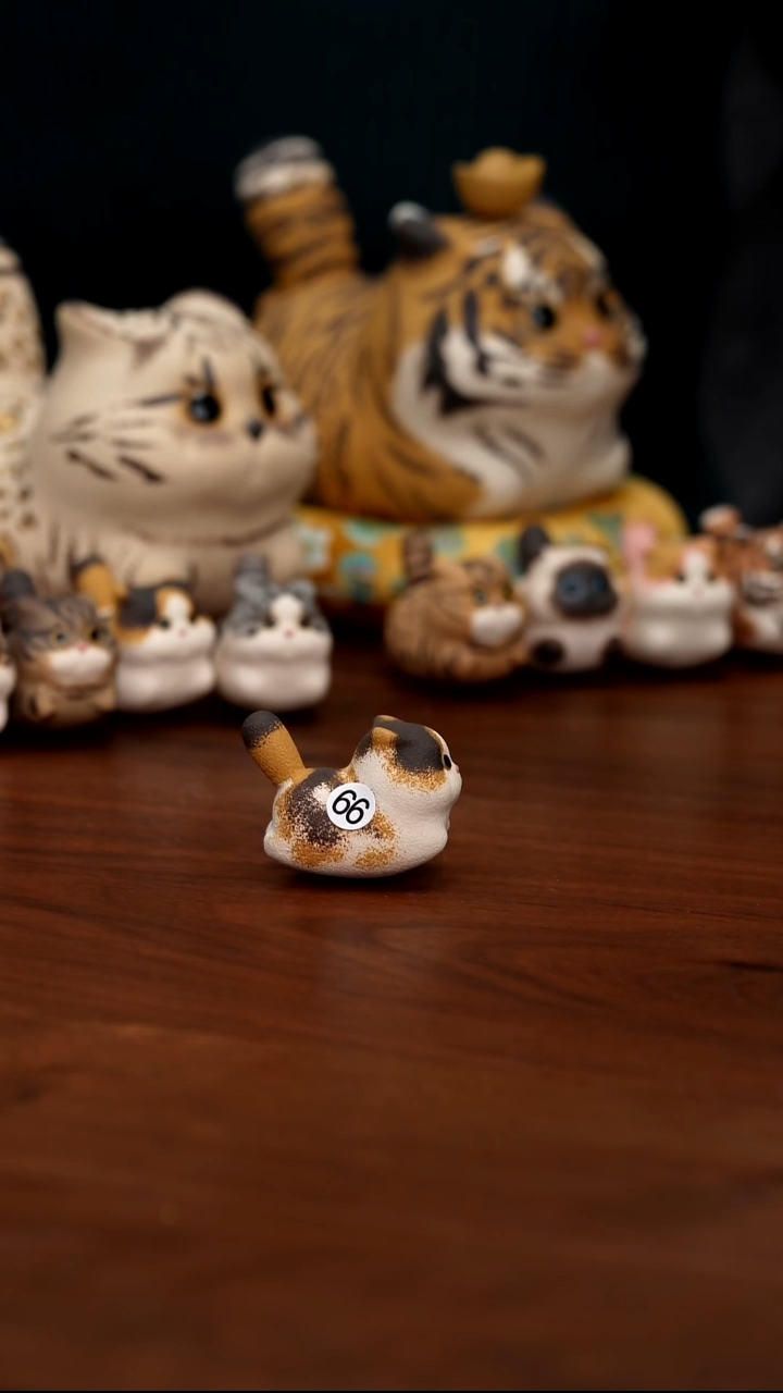 紫砂摆件迷你三花