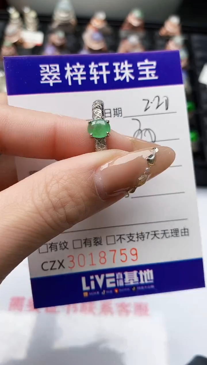 【闪购商品】翡翠戒指银S925镶嵌/8759