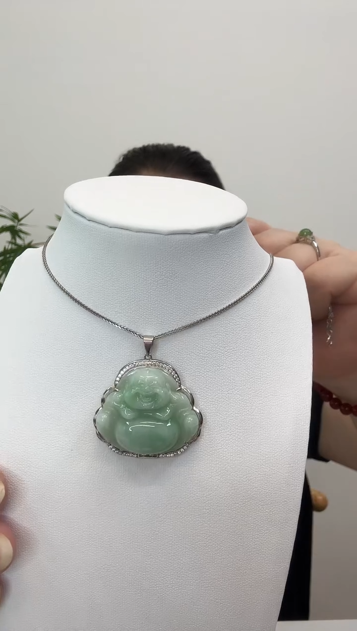 翡翠银S925镶嵌吊坠(赠链)佛公