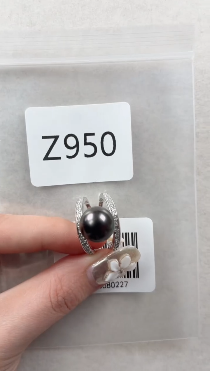 银S925镶嵌戒指海水珍珠Z950