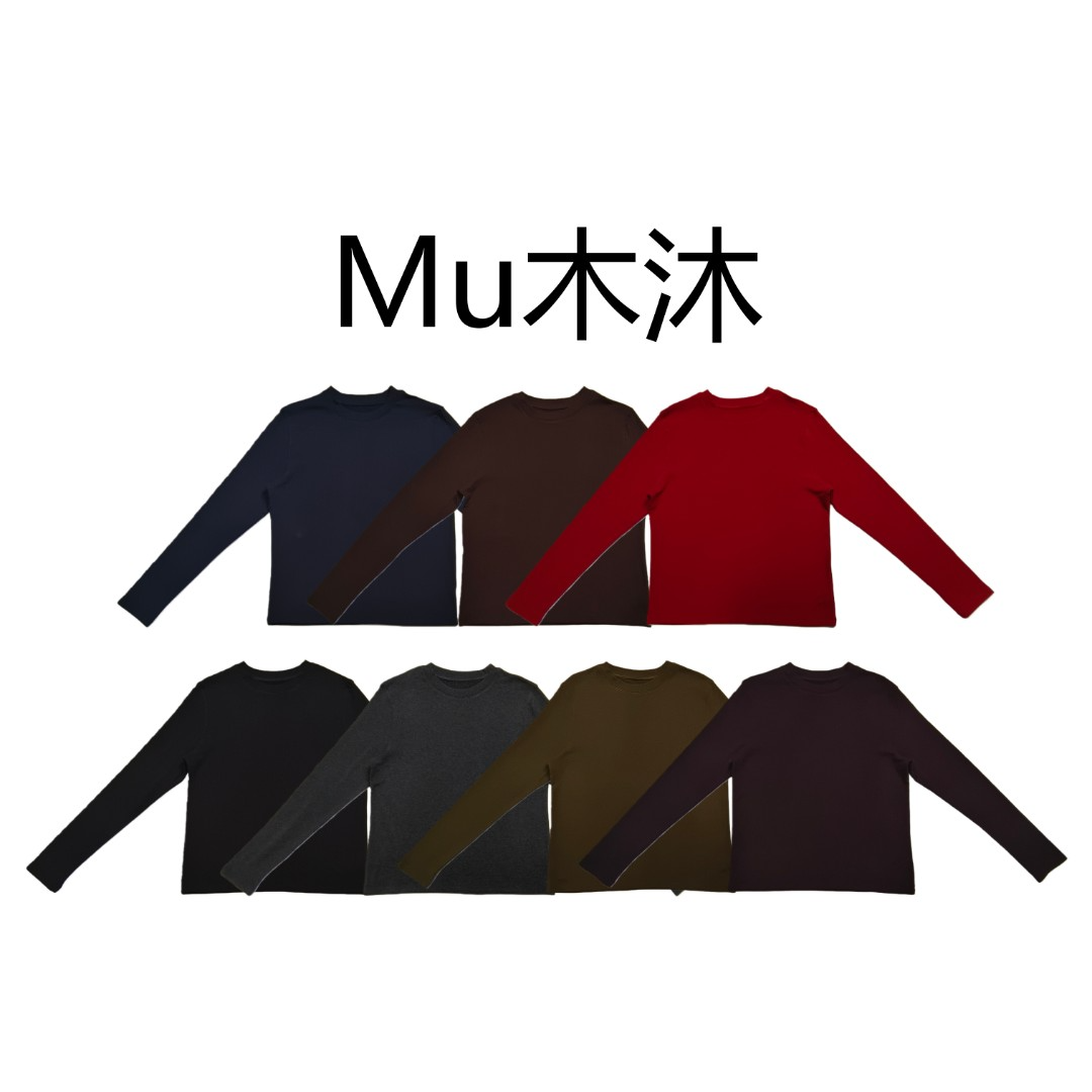 Mu木沐小号♠新品设计师圆领长袖打底T恤（常温清洗）