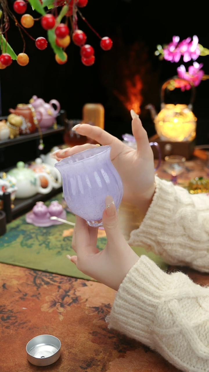 【闪购商品】紫色水晶琉璃水仙主人杯110cc