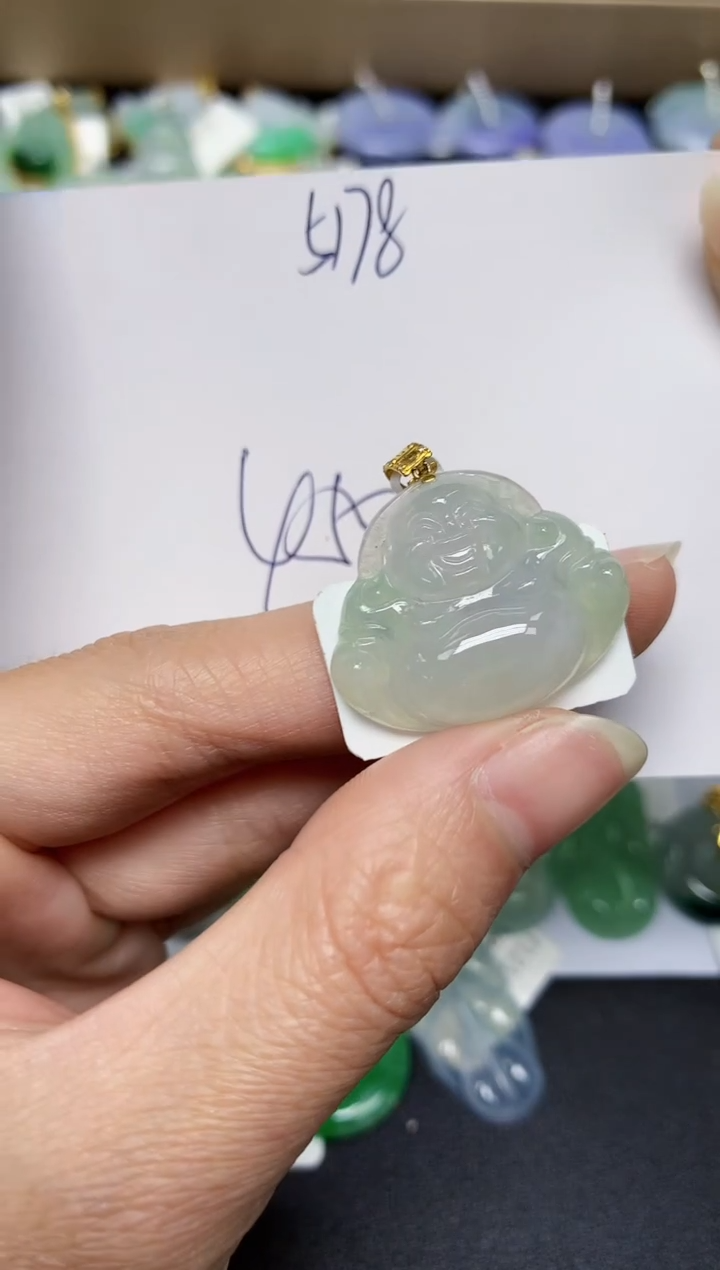 翡翠18K金镶嵌颈饰天然翡翠A货