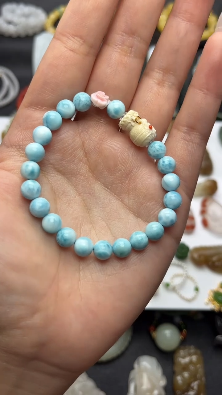 未镶嵌针钠钙石（海纹石）手串度母手串