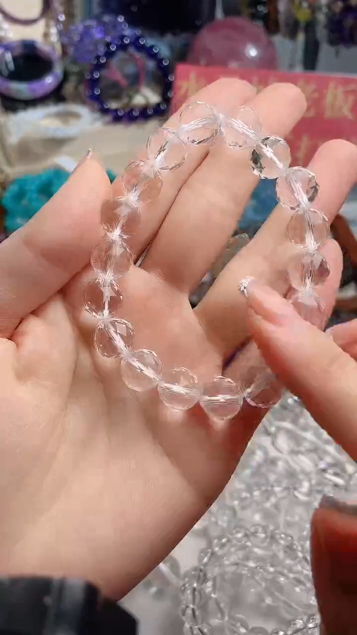 【闪购商品】水晶手串未镶嵌128钻石切面白水晶手链