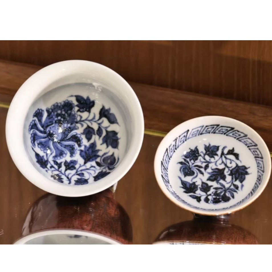 【悦生活】枣皮红-畅怀堂-牡丹纹布袋盖碗（畅怀0040）