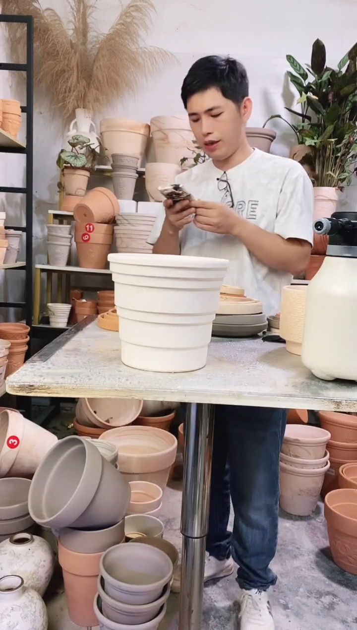 20*18白陶竹节 磨砂 1盆无托