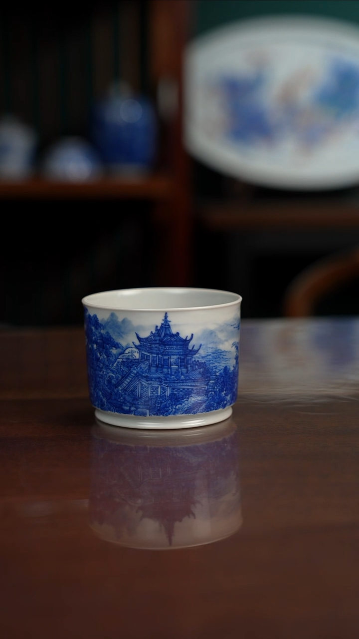 自成堂柴窑青花海桥风华图