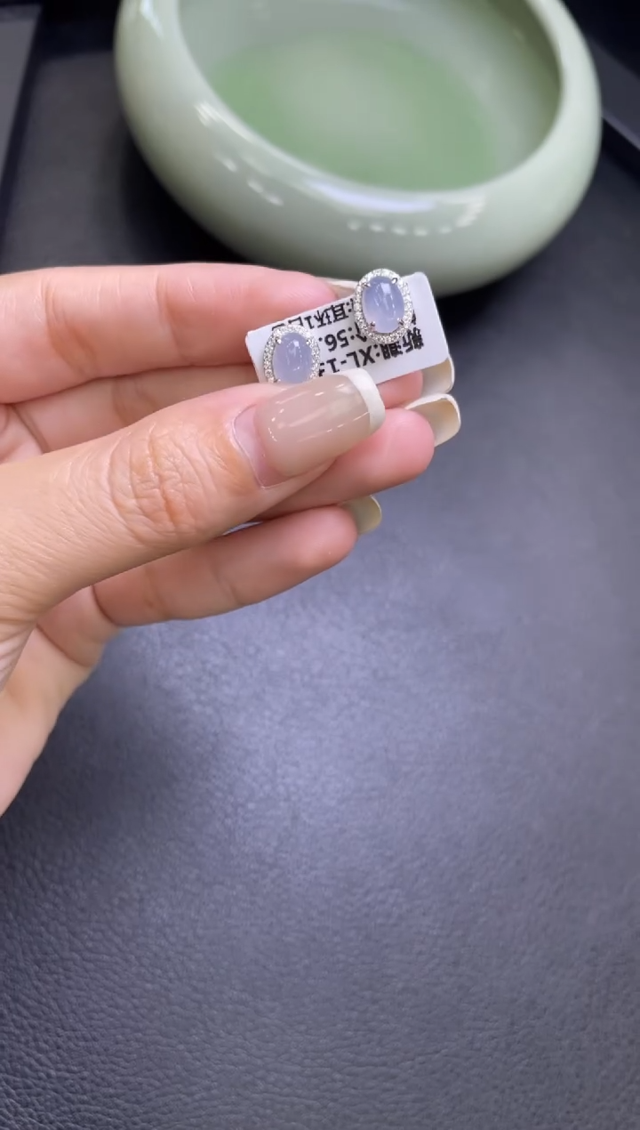 翡翠银S925镶嵌耳饰耳饰